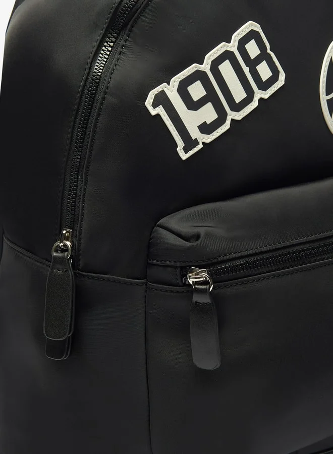 Lee Cooper Applique Detail Backpack with Adjustable Straps and Zip Closure - 30x13x41 cm