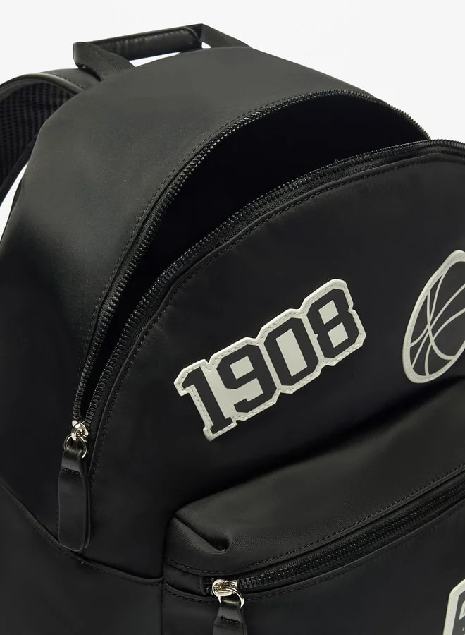 Lee Cooper Applique Detail Backpack with Adjustable Straps and Zip Closure - 30x13x41 cm