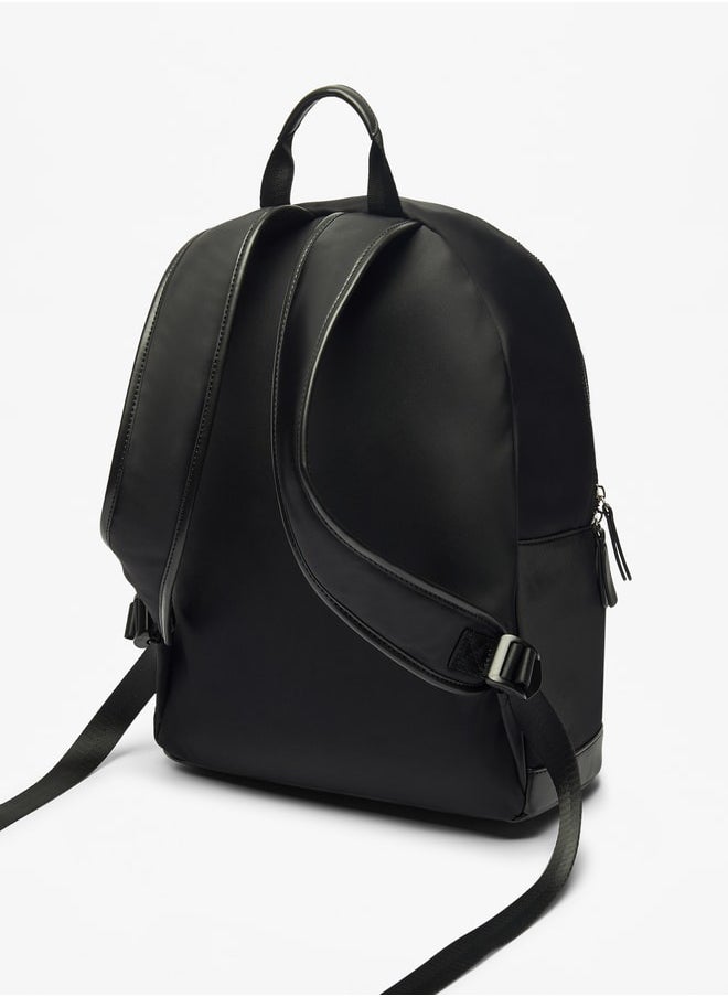 Lee Cooper حقيبة ظهر مزينة بتطريزات وأشرطة قابلة للتعديل وإغلاق بسحاب - 30x13x41 سم  - Image 2