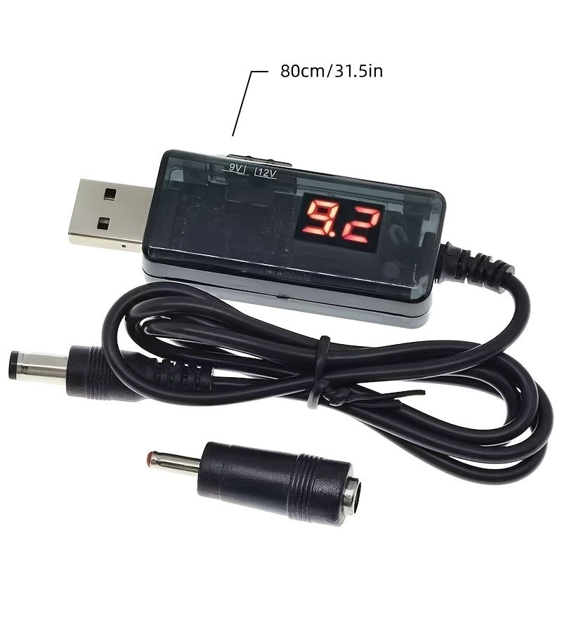 كابل USB إلى DC معزز 5V إلى 9V 12V كابل شحن مع شاشة عرض رقمية DC5.5 3.5 لجهاز الراوتر - Image 4