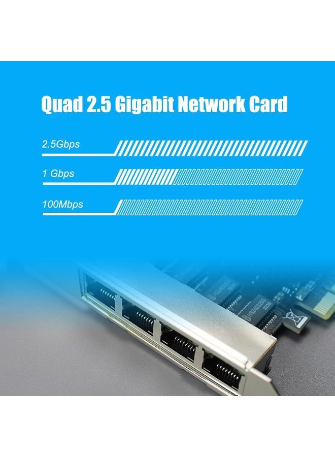 GLOTRENDS بطاقة شبكة PCIe 2.5Gb 4 منافذ لجهاز الكمبيوتر المكتبي LE8445، منفذ LAN جيجابت إيثرنت RJ45 بسرعة 2500/1000/100 ميجابت في الثانية، واجهة PCIE X4، حامل عادي ومنخفض الملف - Image 2