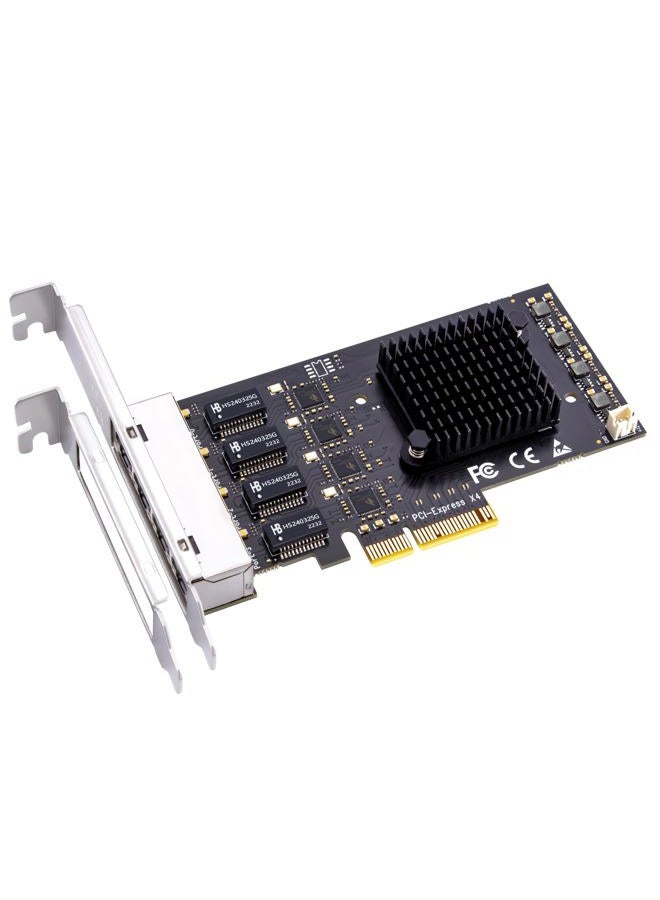 GLOTRENDS بطاقة شبكة PCIe 2.5Gb 4 منافذ لجهاز الكمبيوتر المكتبي LE8445، منفذ LAN جيجابت إيثرنت RJ45 بسرعة 2500/1000/100 ميجابت في الثانية، واجهة PCIE X4، حامل عادي ومنخفض الملف - Image 1