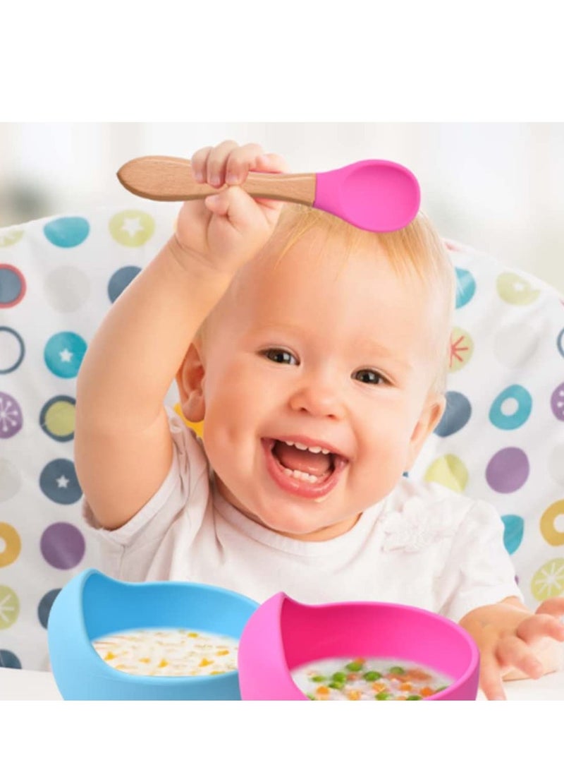 SYOSI Baby Fork and Spoon Set 4 Pcs Silicone Feeding Utensil Easy Grip Toddler Cutlery Kit Children's Flatware Kids Cutlery Set for Infant Toddler Children First Training Weaning 6 12 Month - Image 4