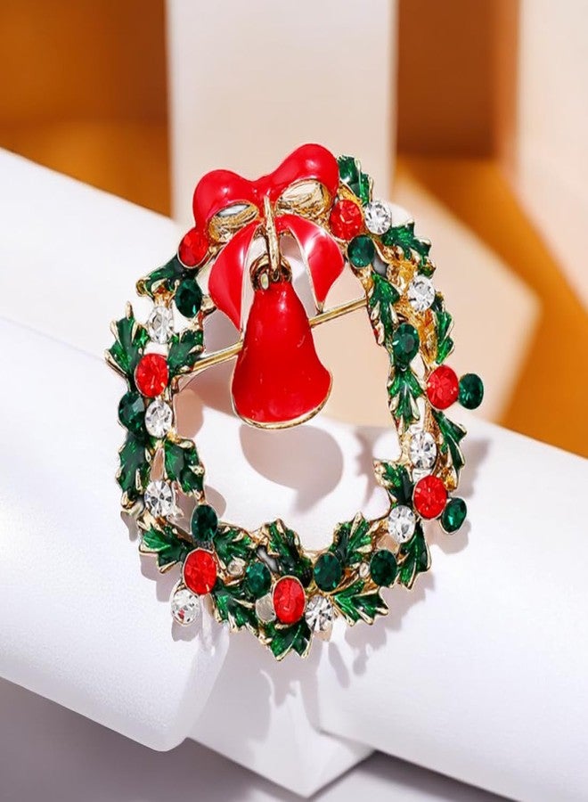 MIFYNN Vintage Christmas Bells & Wreath Brooch - Fashion Rhinestone Crystal Pins & Brooches Gift for Women & Girls - Image 5
