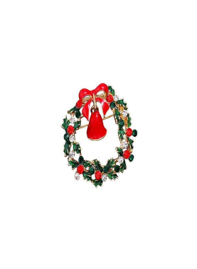 MIFYNN Vintage Christmas Bells & Wreath Brooch - Fashion Rhinestone Crystal Pins & Brooches Gift for Women & Girls - Image 1