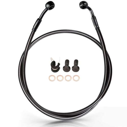 MoKitDora 425 Dyna Front Hydraulic Brake Lines Extended Brake Cable Oil Hose for Harley 19962006 Low Rider FXDL Super Wide Glide FXD FXDWG 12 Handlebar without ABS Black - Image 1