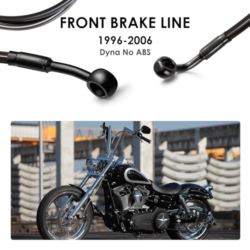 MoKitDora 425 Dyna Front Hydraulic Brake Lines Extended Brake Cable Oil Hose for Harley 19962006 Low Rider FXDL Super Wide Glide FXD FXDWG 12 Handlebar without ABS Black - Image 3