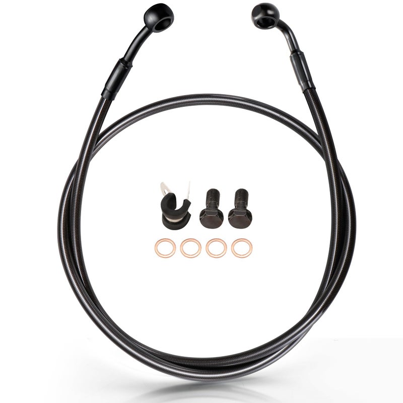 MoKitDora 425 Dyna Front Hydraulic Brake Lines Extended Brake Cable Oil Hose for Harley 19962006 Low Rider FXDL Super Wide Glide FXD FXDWG 12 Handlebar without ABS Black - Image 2