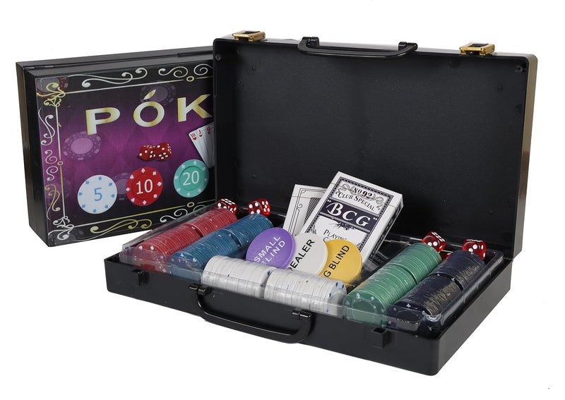 KNK طقم رقائق البوكر مع حقيبة، بطاقات وإكسسوارات - جودة كازينو لليالي الألعاب (200 قطعة من رقائق البوكر) - Image 1