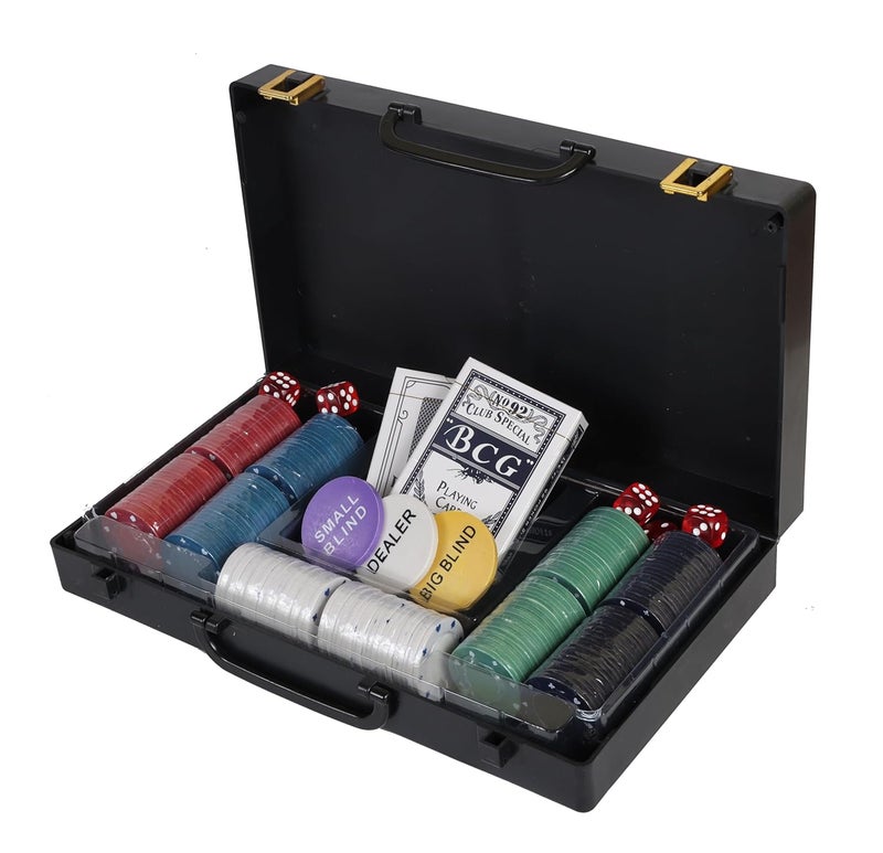 KNK طقم رقائق البوكر مع حقيبة، بطاقات وإكسسوارات - جودة كازينو لليالي الألعاب (200 قطعة من رقائق البوكر) - Image 3