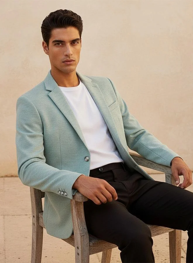 Iconic  Iconic Regular Fit Notch Lapel Blazer for Men | Best Price UAE