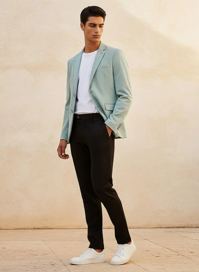 Iconic  Iconic Regular Fit Notch Lapel Blazer for Men | Best Price UAE