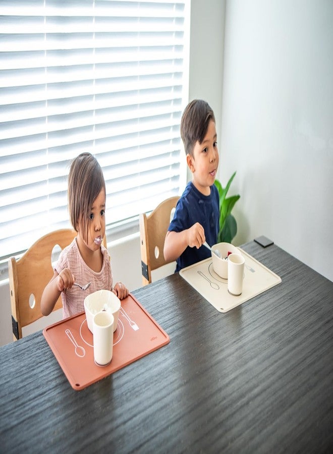 CHAMOS Silicone Placemats for Toddlers and Kids - Montessori Placemat - Non-Slip (Clay & Beige) - Image 5