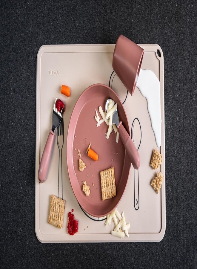 CHAMOS Silicone Placemats for Toddlers and Kids - Montessori Placemat - Non-Slip (Clay & Beige) - Image 3