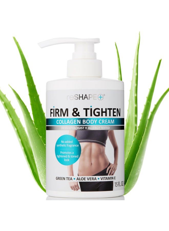 reshape + Collagen Body Cream Moisturizing Tightening Cellulite Cream Improves Elasticity Plumps Sagging Skin Paraben & Cruelty Free Body Lotion With Green Tea Aloe Vera Chamomile By 15 Oz - Image 1