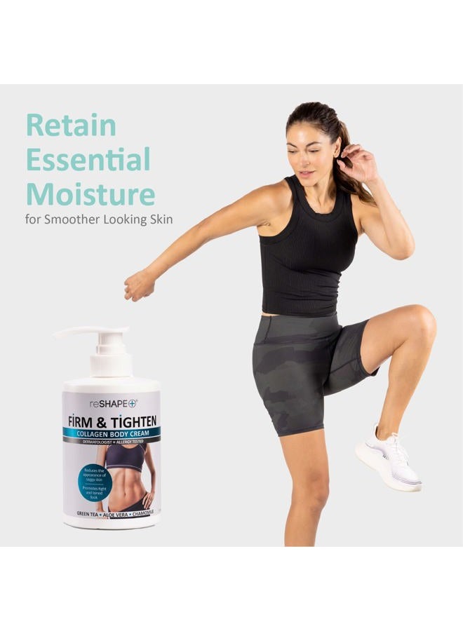 reshape + Collagen Body Cream Moisturizing Tightening Cellulite Cream Improves Elasticity Plumps Sagging Skin Paraben & Cruelty Free Body Lotion With Green Tea Aloe Vera Chamomile By 15 Oz - Image 4