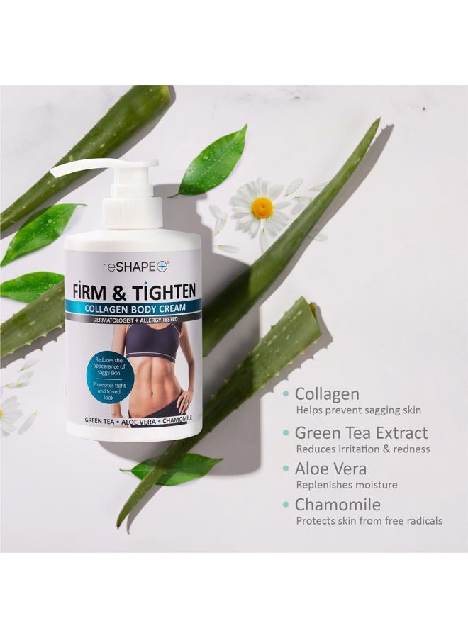 reshape + Collagen Body Cream Moisturizing Tightening Cellulite Cream Improves Elasticity Plumps Sagging Skin Paraben & Cruelty Free Body Lotion With Green Tea Aloe Vera Chamomile By 15 Oz - Image 3