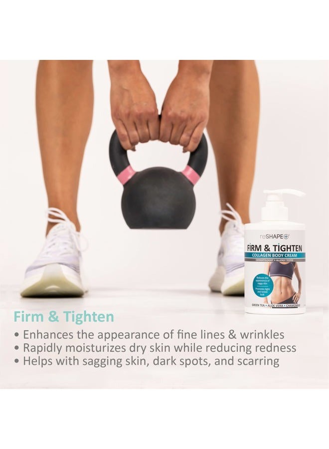 reshape + Collagen Body Cream Moisturizing Tightening Cellulite Cream Improves Elasticity Plumps Sagging Skin Paraben & Cruelty Free Body Lotion With Green Tea Aloe Vera Chamomile By 15 Oz - Image 2