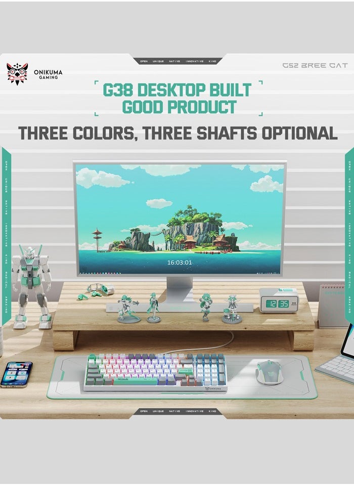 onikuma - G38 Mechanical Gaming Keyboard with Brown Switches, 80% Compact Keyboard, 98 Keys, 6 Colors Backlit Keyboard for PC,MacBook,Laptop, Desktop, Wired Computer Keyboard for Windows - Image 1