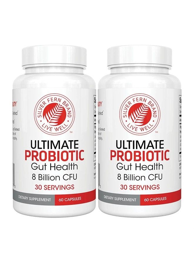 Silver Fern Ultimate Probiotic Supplement Vegicaps - Daily Metabolic Restoration, Proven Survivability, DNA Verified Multi-Strain Probiotic Capsules (2 Bottles - 120 Capsules) - Image 1