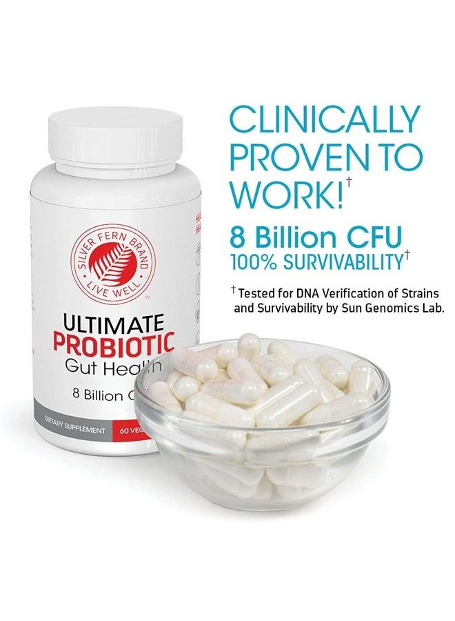 Silver Fern Ultimate Probiotic Supplement Vegicaps - Daily Metabolic Restoration, Proven Survivability, DNA Verified Multi-Strain Probiotic Capsules (2 Bottles - 120 Capsules) - Image 2