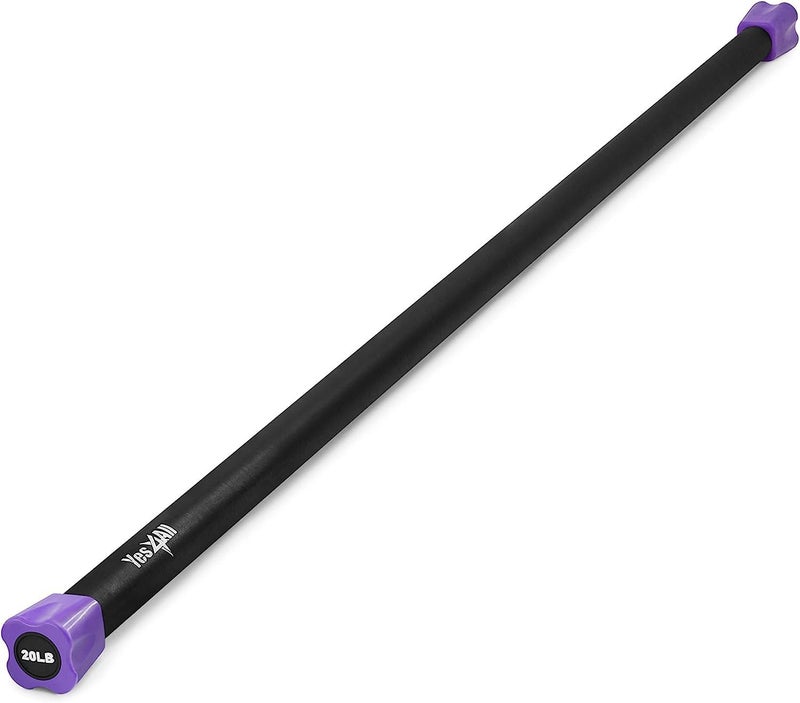 Yes4All Total Body Workout Weighted Pilates Bar, Body Bar For Exercise, Therapy, Aerobics, and Yoga, Strength Training, 20lbs - Image 1