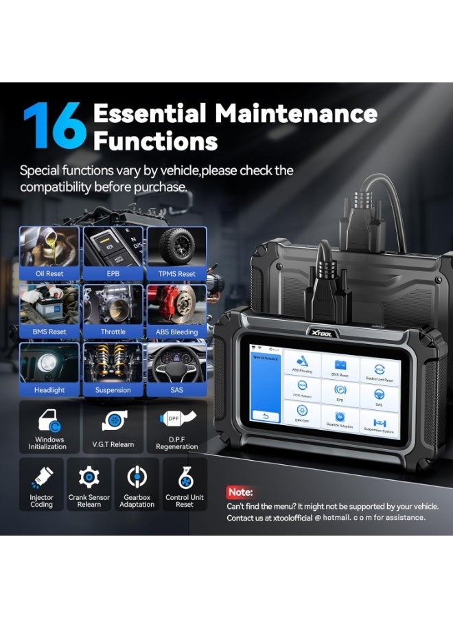 أداة اكس  Xtoule D5S OBD2 الماسح الضوئي مع شاشة تعمل باللمس ، قارئ رمز للسيارات والشاحنات مع 16 إعادة تثبيت ، استشعار كرنك تعلم ، تعلم الخانق ، EPB ، FCA ، يمكن FD ل GM ، محرك ABS SRS أداة تشخيص أعطال السيارة - Image 2