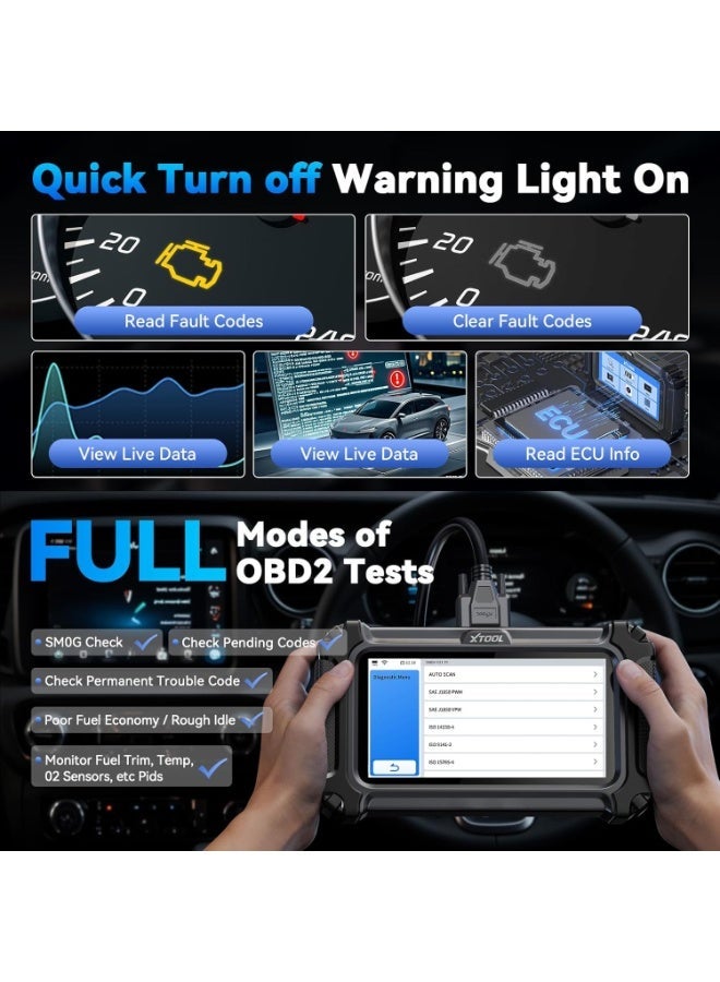 أداة اكس  Xtoule D5S OBD2 الماسح الضوئي مع شاشة تعمل باللمس ، قارئ رمز للسيارات والشاحنات مع 16 إعادة تثبيت ، استشعار كرنك تعلم ، تعلم الخانق ، EPB ، FCA ، يمكن FD ل GM ، محرك ABS SRS أداة تشخيص أعطال السيارة - Image 4