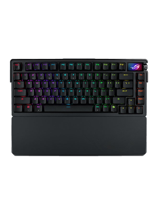 ROG Azoth Extreme Wireless Mechanical Keyboard – 75% Layout, Tri-Mode Connectivity (Wired, Wireless, Bluetooth), Hot-Swappable Switches, OLED Display, Customizable RGB Aura Sync, ROG PBT Keycaps, Premium Sound Dampening, and ROG NX Red Switches, 90MP03MA-BKCA00 Black