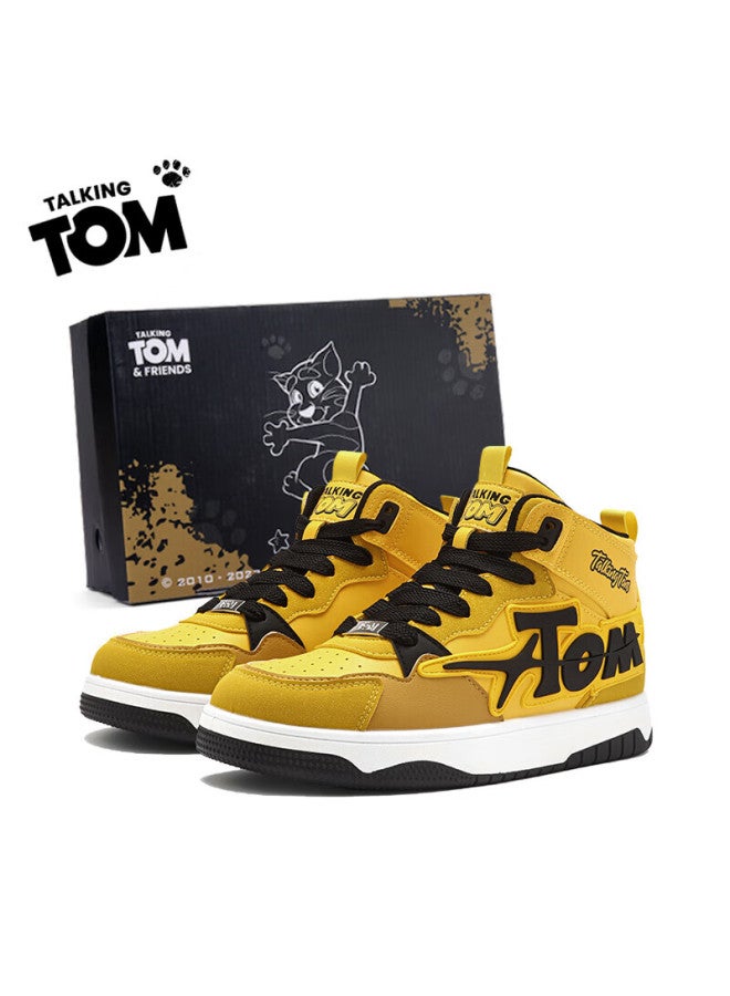 Talking Tom Cat Shoes Uni Autumn High-top Sneakers Youth Casual Versatile Trendy Shoes Electric Yellow Size 40 - Image 1