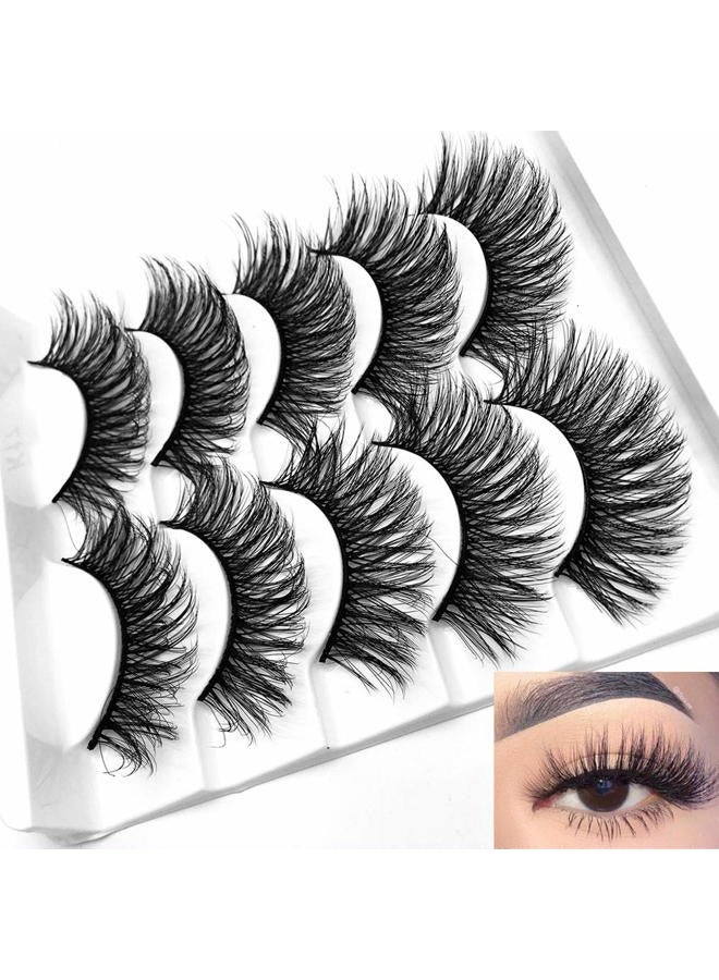 Outopen 3D Mink Lashes Natural Wispy False Eyelashes 15mm Fluffy Long Eye Lashes Eye Makeup Tools 5 Pairs Pack(Q1 | 13-15MM) - Image 4