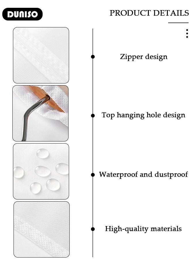 DUNISO - 8 PCS Hanging Clear Garment Bags, Washable Clothes Bags with Smooth Zipper and Velcro for Home, Waterproof Garment Bags for Closet Storage, Wardrobe Clothes Protector, Breathable Dust Cover for Shirts, Coats, Dresses, Suits - Image 1