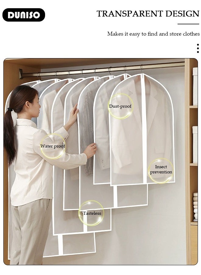 DUNISO - 8 PCS Hanging Clear Garment Bags, Washable Clothes Bags with Smooth Zipper and Velcro for Home, Waterproof Garment Bags for Closet Storage, Wardrobe Clothes Protector, Breathable Dust Cover for Shirts, Coats, Dresses, Suits - Image 1
