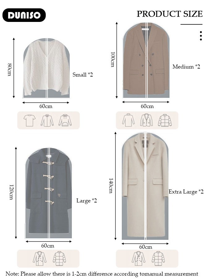 DUNISO - 8 PCS Hanging Clear Garment Bags, Washable Clothes Bags with Smooth Zipper and Velcro for Home, Waterproof Garment Bags for Closet Storage, Wardrobe Clothes Protector, Breathable Dust Cover for Shirts, Coats, Dresses, Suits - Image 1