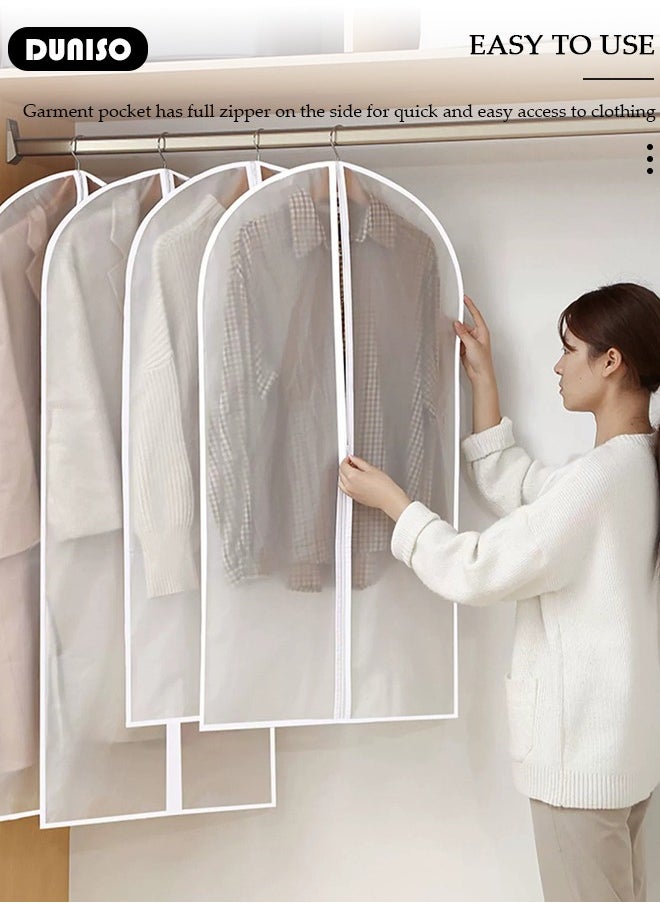 DUNISO - 8 PCS Hanging Clear Garment Bags, Washable Clothes Bags with Smooth Zipper and Velcro for Home, Waterproof Garment Bags for Closet Storage, Wardrobe Clothes Protector, Breathable Dust Cover for Shirts, Coats, Dresses, Suits - Image 1