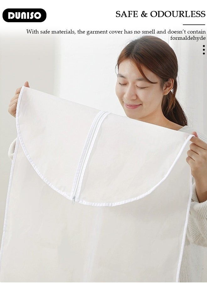 DUNISO - 8 PCS Hanging Clear Garment Bags, Washable Clothes Bags with Smooth Zipper and Velcro for Home, Waterproof Garment Bags for Closet Storage, Wardrobe Clothes Protector, Breathable Dust Cover for Shirts, Coats, Dresses, Suits - Image 1