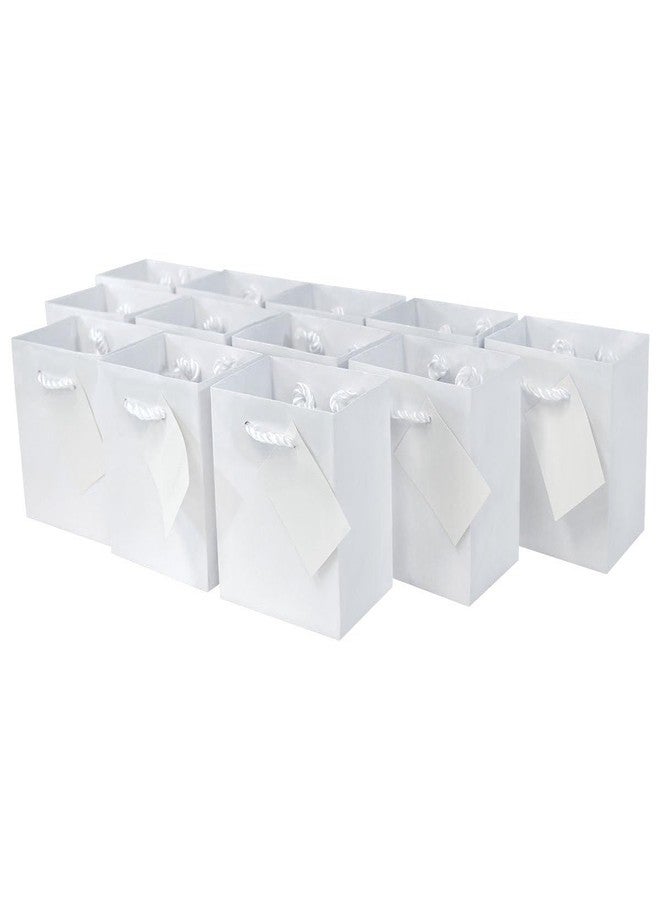 OccasionALL Gift Bags Mini, 4x2.75x4.5 12 Pack, Mini Paper Gift Bags, White Bags with Handles for Birthdays, Weddings, Bachelorette, Party Favors, Bulk - Image 1