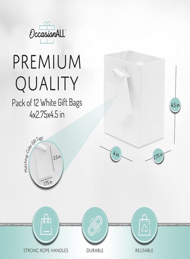OccasionALL Gift Bags Mini, 4x2.75x4.5 12 Pack, Mini Paper Gift Bags, White Bags with Handles for Birthdays, Weddings, Bachelorette, Party Favors, Bulk - Image 3
