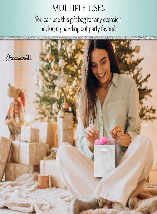 OccasionALL Gift Bags Mini, 4x2.75x4.5 12 Pack, Mini Paper Gift Bags, White Bags with Handles for Birthdays, Weddings, Bachelorette, Party Favors, Bulk - Image 4