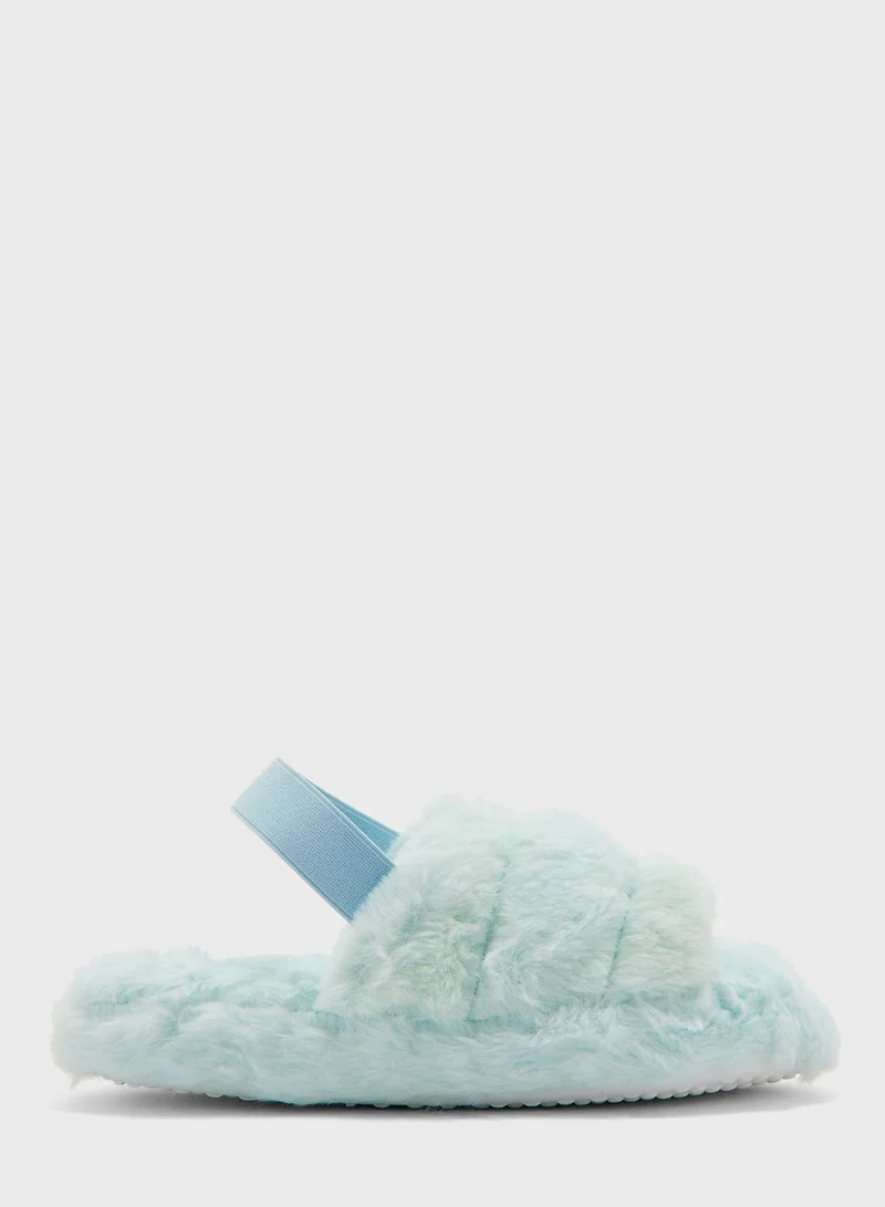 Ginger Quilted Furry Slingback Bedroom Slipper