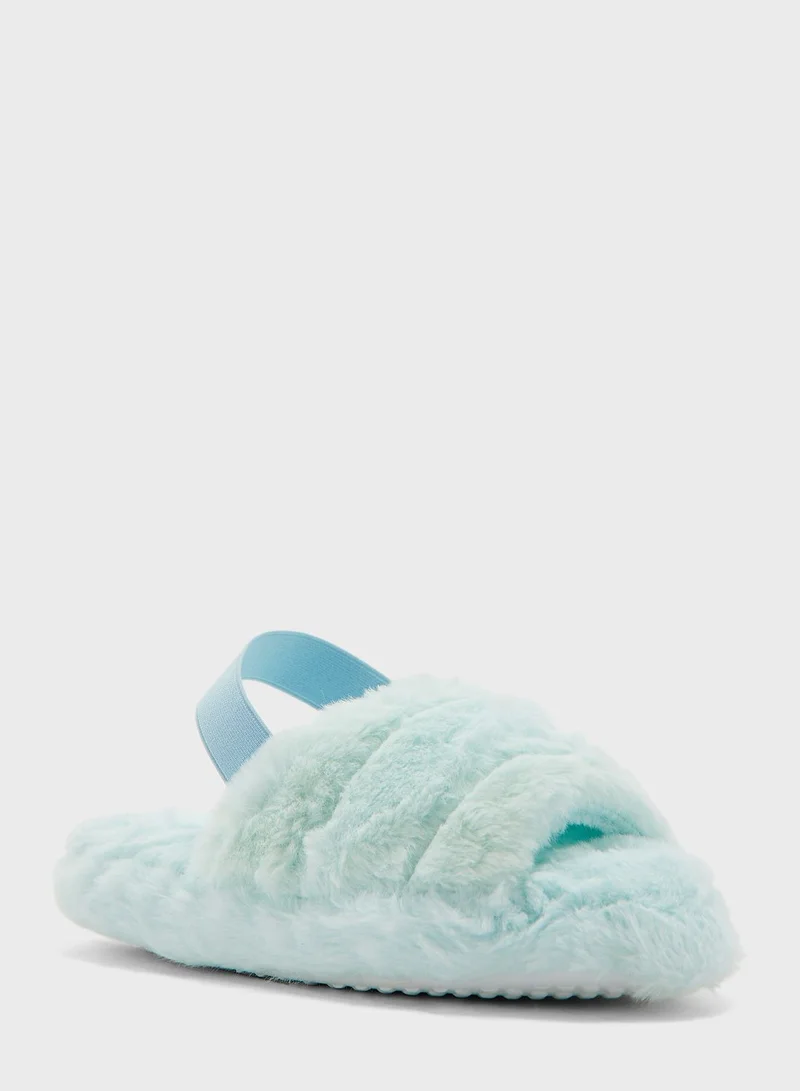 Ginger Quilted Furry Slingback Bedroom Slipper