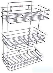 Kavid Triple Layer Stainless Steel Multipurpose Storage RackShelf Kitchen Rack 3 Layer Wall Mount Rack - Image 1