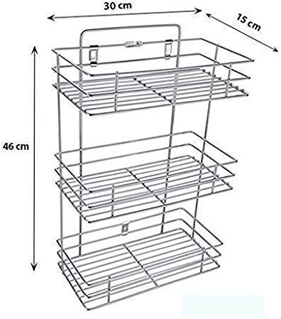 Kavid Triple Layer Stainless Steel Multipurpose Storage RackShelf Kitchen Rack 3 Layer Wall Mount Rack - Image 3