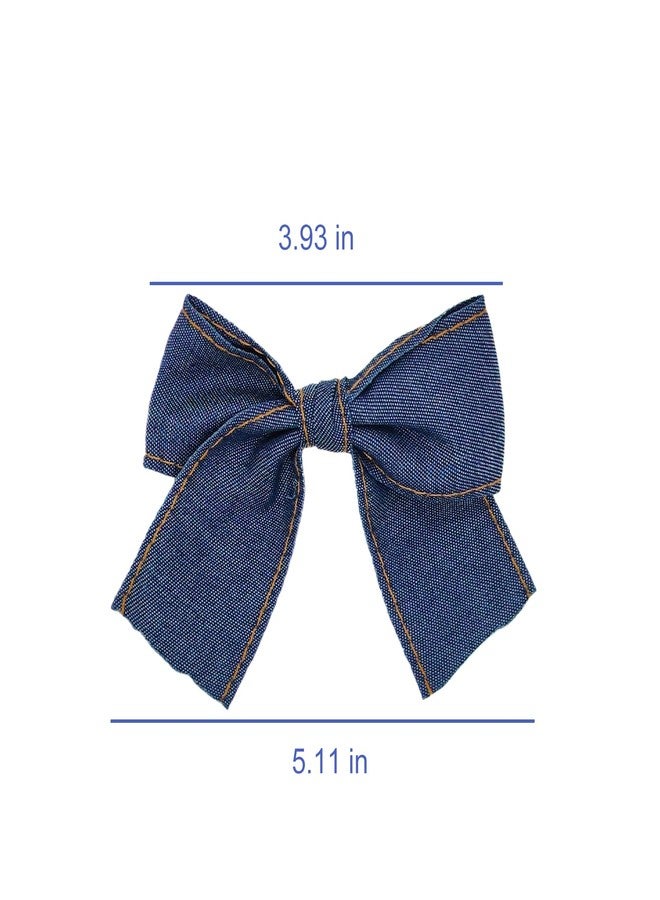 KGCGJVB 2Pcs Denim Hair Bow Cowgirl Bows for Girls Accessories Women Decor Western Style Clips Blue Hairpin Barrettes for Thick Thin, Curly, or Straight Hair Styling - Image 2