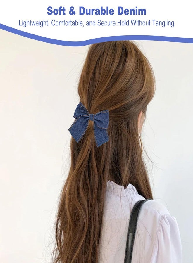 KGCGJVB 2Pcs Denim Hair Bow Cowgirl Bows for Girls Accessories Women Decor Western Style Clips Blue Hairpin Barrettes for Thick Thin, Curly, or Straight Hair Styling - Image 5
