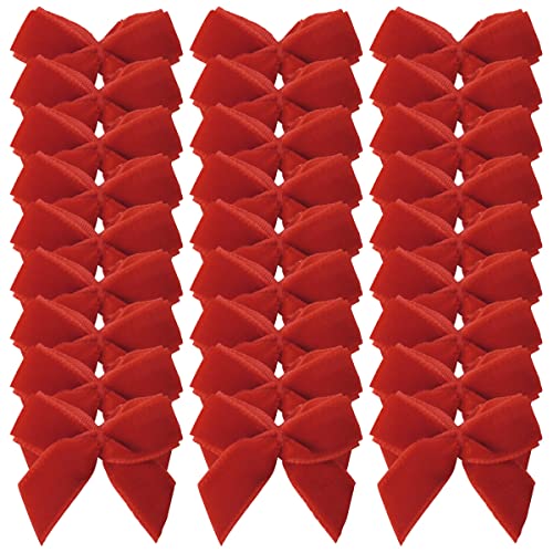 Micomon 50pcs 1.2-Inch Red Velvet Mini Ribbon Bows for Crafts, Wedding, Gift, Sewing, Scrapbooking, Hair Bows, Belts - Classic Style, Christmas, Holiday Occasion - Red Hearts - Image 2