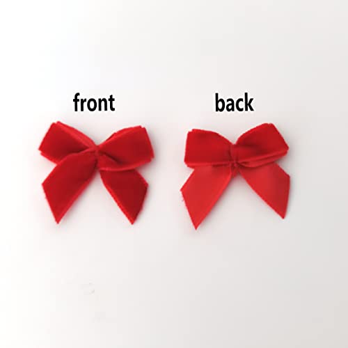 Micomon 50pcs 1.2-Inch Red Velvet Mini Ribbon Bows for Crafts, Wedding, Gift, Sewing, Scrapbooking, Hair Bows, Belts - Classic Style, Christmas, Holiday Occasion - Red Hearts - Image 4