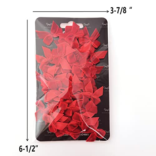 Micomon 50pcs 1.2-Inch Red Velvet Mini Ribbon Bows for Crafts, Wedding, Gift, Sewing, Scrapbooking, Hair Bows, Belts - Classic Style, Christmas, Holiday Occasion - Red Hearts - Image 5