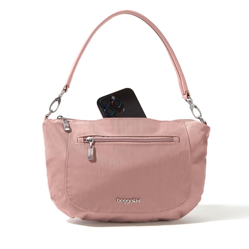 Baggallini Womens Modern Everywhere Half Moon Crossbody, Woodrose - Image 5