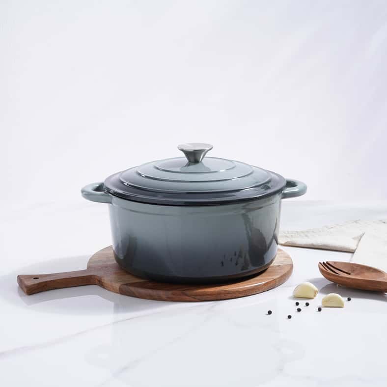 Pan Home Glazura Enameled Cast Iron Cooking Pot 5.2l - Ombre Grey - Image 4